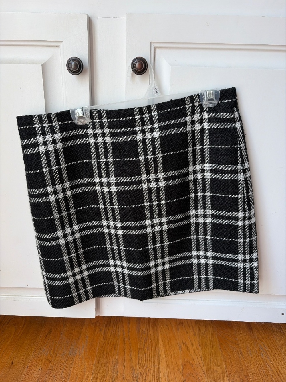 J Crew black and white plaid mini skirt